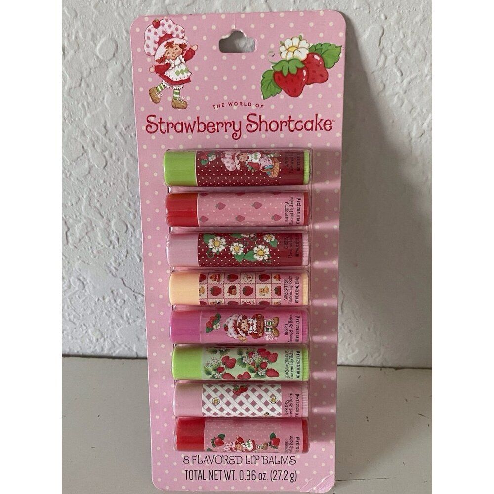 8 Pack Strawberry Shortcake Flavored Lip Balms Lemon Meringue Cake Batter NEW